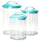 Calypso Basics by Reston Lloyd Acrylic Storage Canisters, Set of 3, Turquoise
