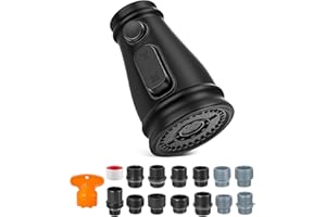 PZTO Kitchen Faucet Head Replacement:With 13 Adapter 3 Funtion Pull Down Sik Sprayer,Attachment For Kohles,Delta,Moen,Grohe,American Standard Kitchen Faucet Nozzle Replacement, Mette Black