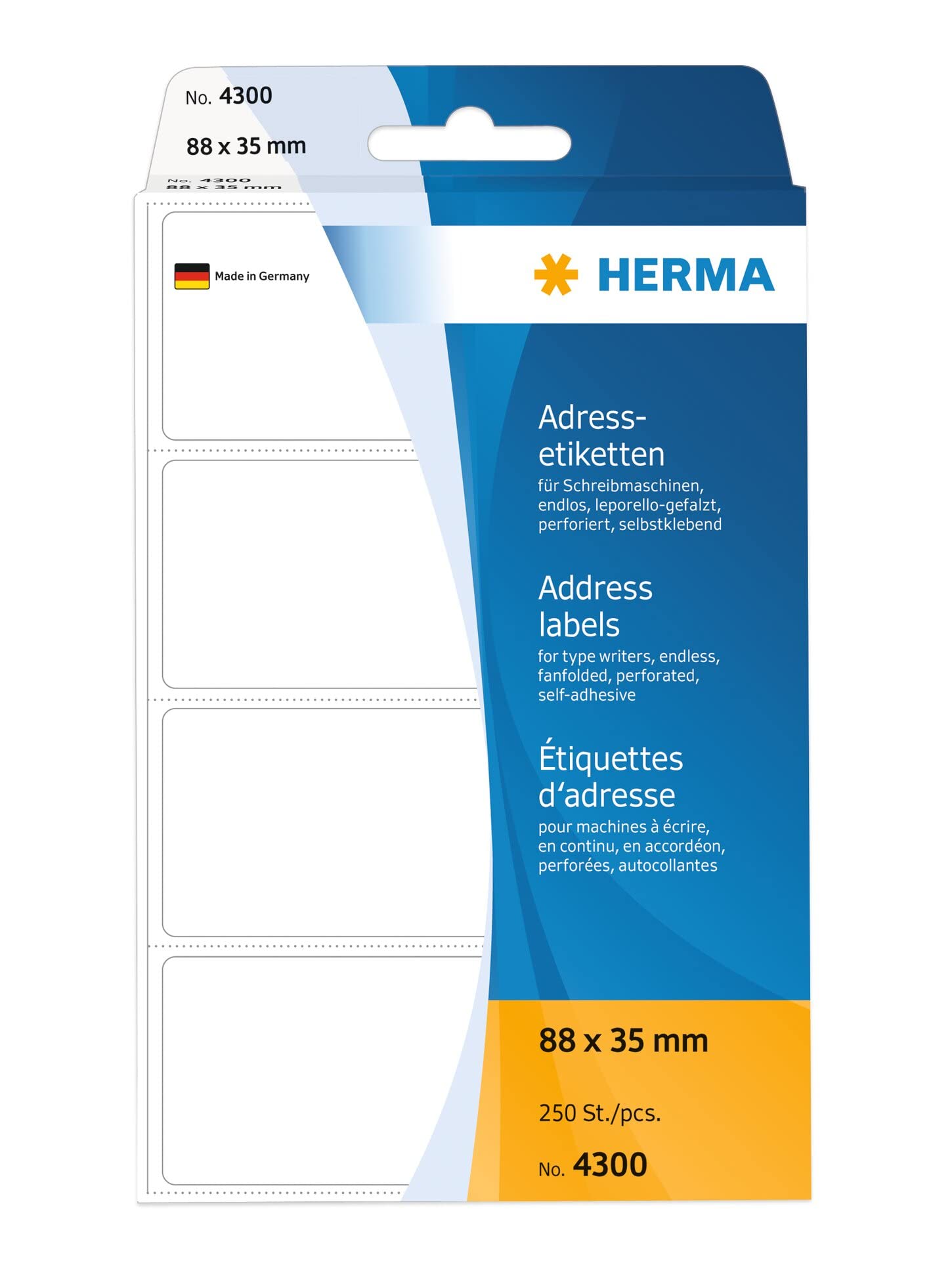 Herma 88 x 35 mm Paper Matt Address Labels - White (Pack of 250)