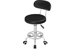 HOOBRO Height Adjustable Rolling Stool, 360° Rotating Drafting Chair, Multi-Purpose Office Desk Chair, Rolling Swivel Salon S