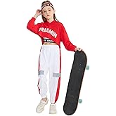 LOLANTA Girls 3 Piece Outfits Cropped Hoodie Tank Top Jogger Pants Set, Hip Hop Jazz Street Dance Skateboarding Clothes