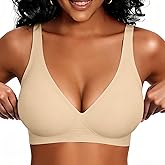 Deep V Wireless Jelly Bras for Women Push Up Bralette Seamless No Underwire Support T-Shirt Comfort Plunge Full Coverage