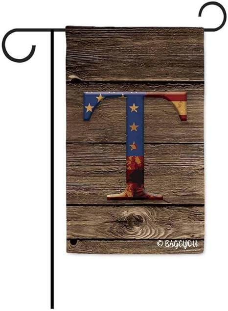 VVGETE Jardín Banner De Bandera De EE. UU. Monograma T Letra Inicial