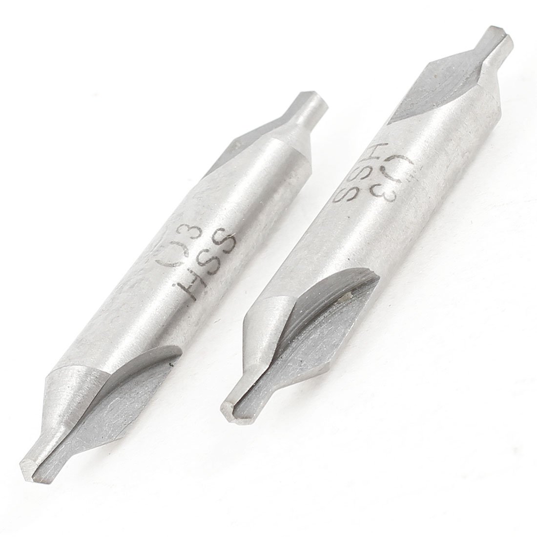 Sourcingmap 3mm x 8mm x 50mm Double Ended HSS A Type Center Drill Bits Gray 2 Pcs