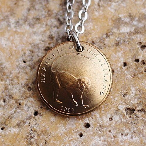 Domed Coin Necklace Somaliland Somalia Monkey 10 Shillings Pendant 2002