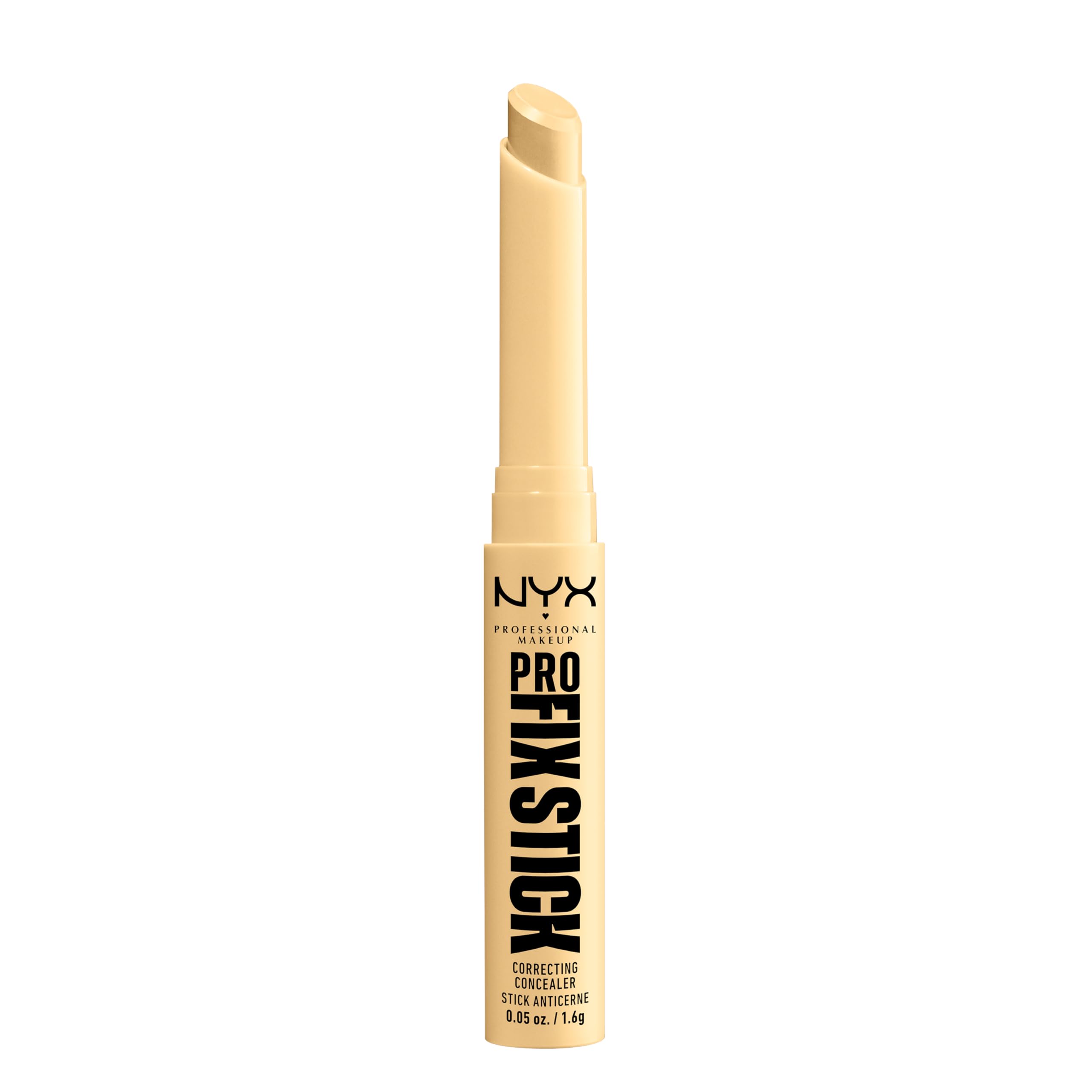 NYX Professional Makeup Correcting Concealer Stick, Covers Blemishes, Dark Spots and Discolouration, 12H Wear, Infused with Hyaluronic Acid, Vegan Formula, Pro Fix Stick, Yellow
