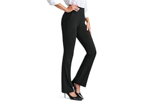 Rammus Womens High Waisted Dress Pants with Pockets Stretchy Business Casual Work Pants Bootcut Slacks for Office