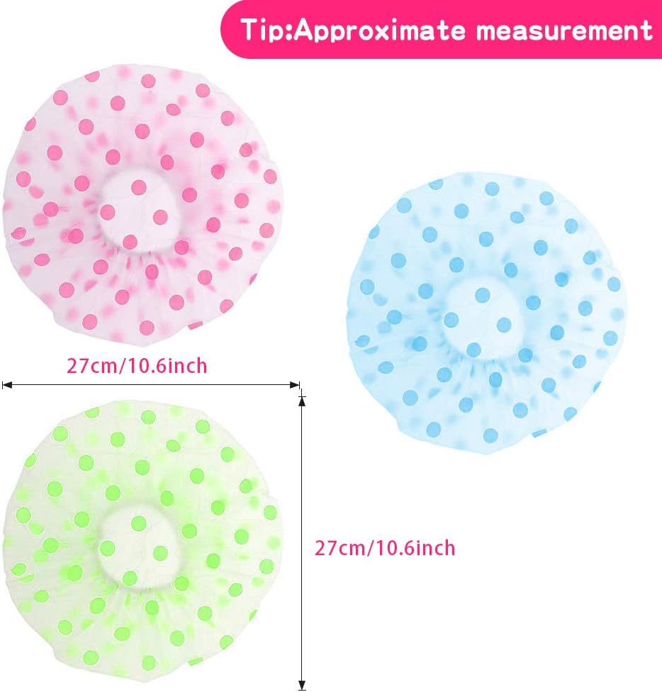Shower Caps 3 Packs, Waterproof Shower Cap for Women Reusable Shower Hat Bath Caps with Elastic Band - Image 3