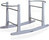 Clair de Lune Standard Moses Basket Rocking Stand Grey Pine Wood Adjustable
