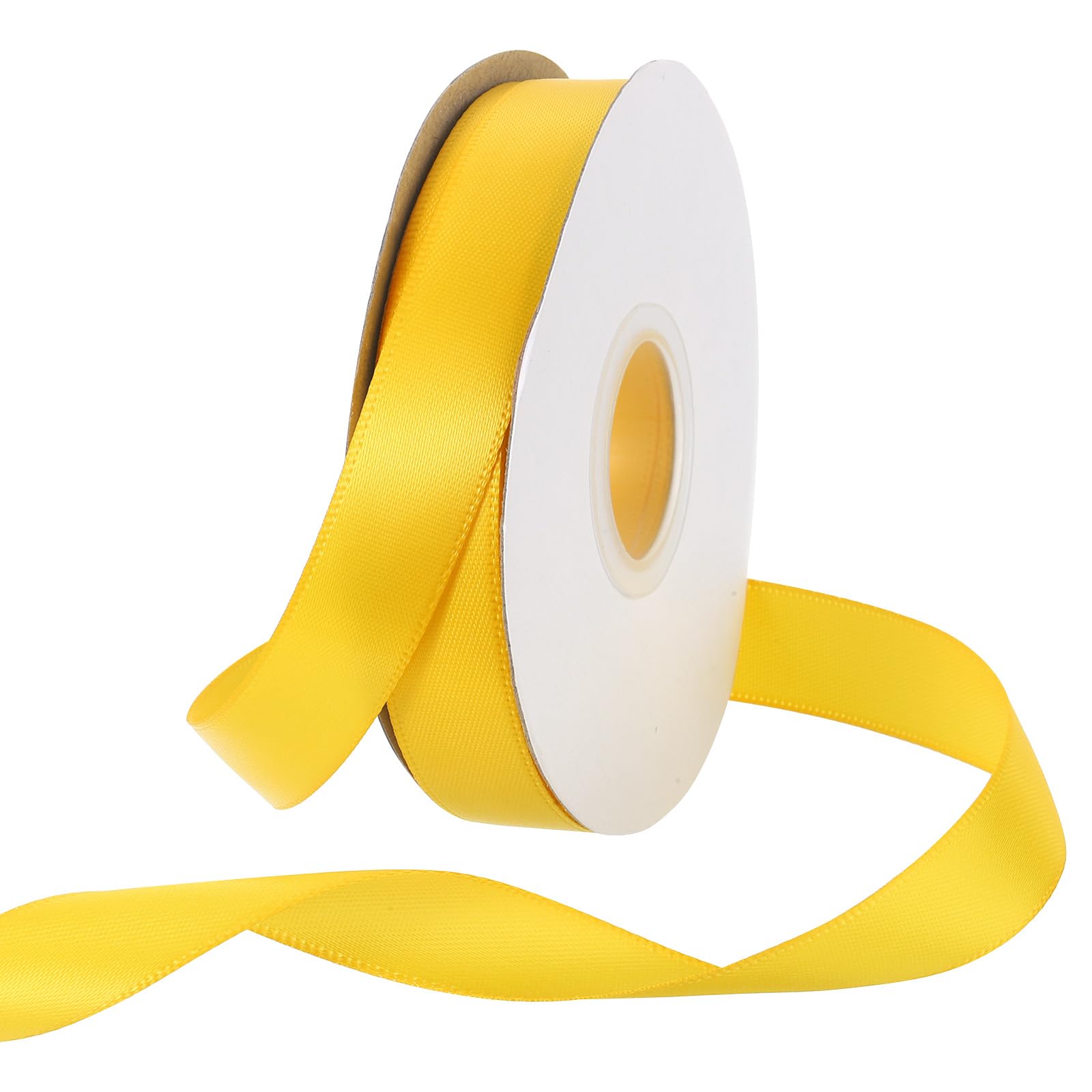 Rebower 15mm Satin Ribbon 23m Thick Double Face Grosgrain Silk Ribbon, [for Gift Wrapping, Hair Bows, Wedding, Cake, Flower] - 25 Yard/75ft/ Olive Yellow