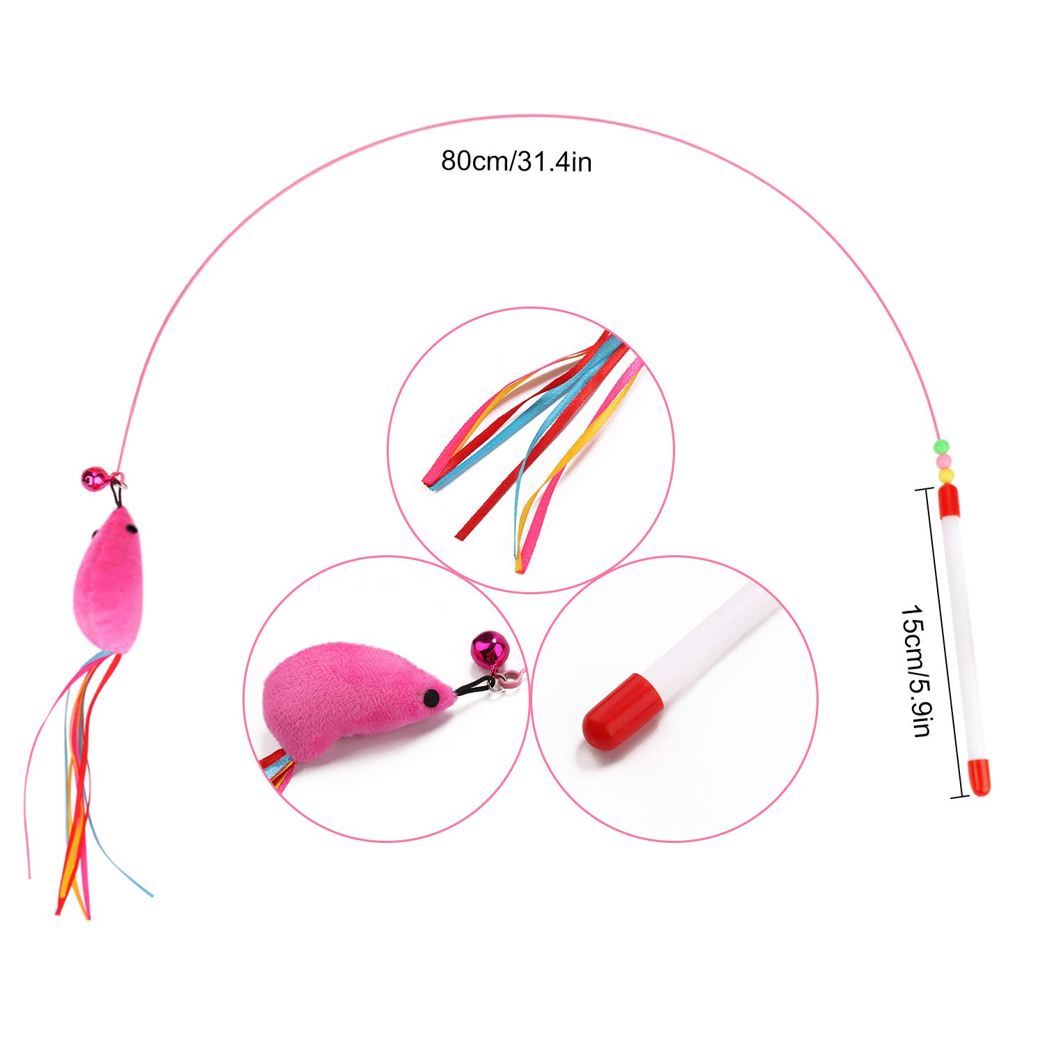 Legendog Cat Teaser Wand, Cat Wand Toy With Natural 9 Assorted Feather Teaser With Bell Refills, Interactive Cat Feather Toys For Kitten, Fun Exerciser Playing Feather Cat Toys