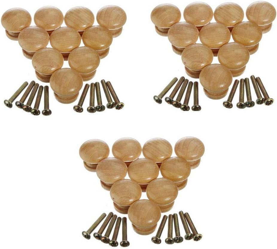 30Pcs Wooden Knobs Wooden Cupboard Handles Door Drawer Knobs Handles
