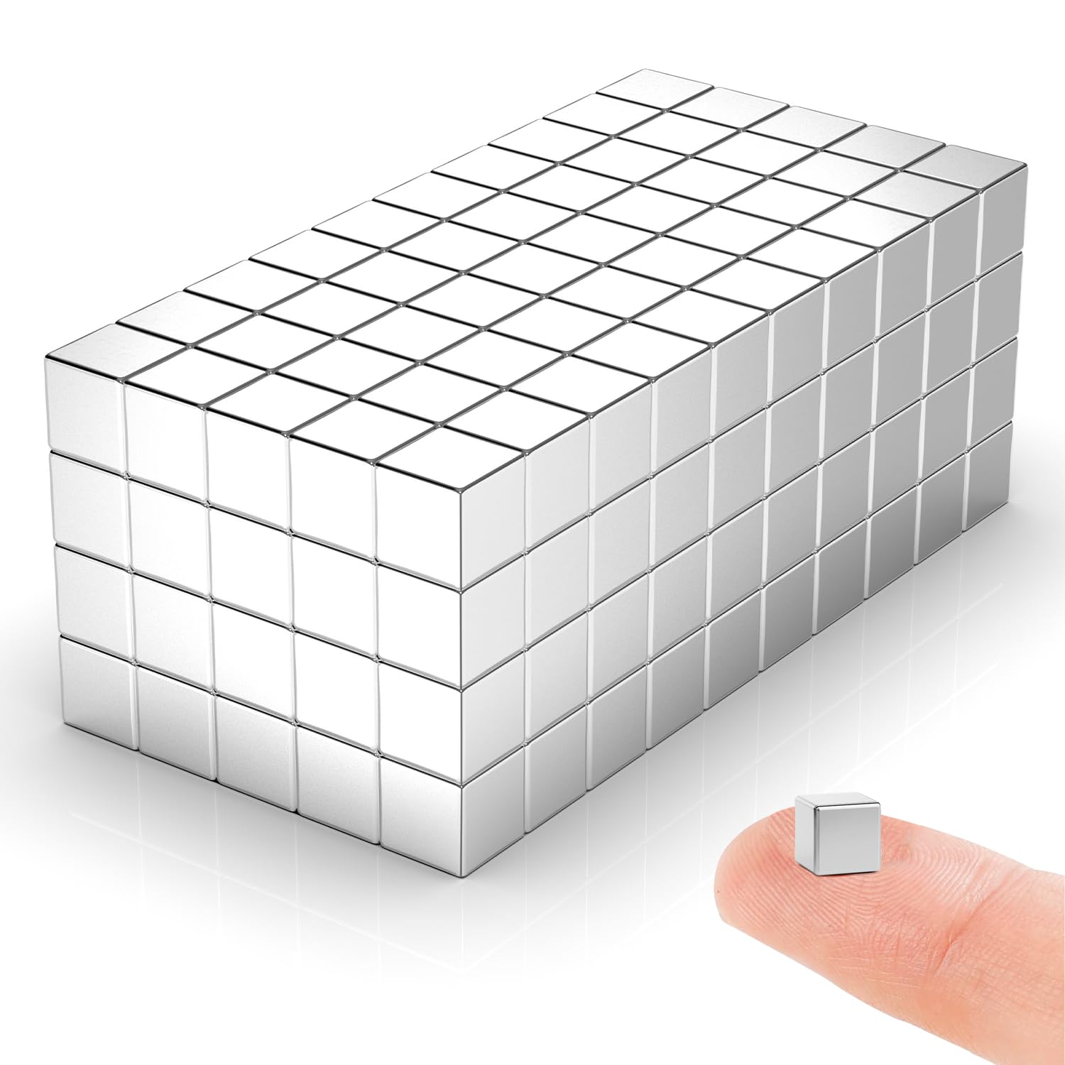 Photo 1 of Caturledas 200 Pack 5x5x5 mm Cube Rare Earth Neodymium Magnets, Powerful Small Strong Metal Rectangular Bar Magnetic Strip Magnet for Fridge Garage Kitchen Science Craft Office, Silver