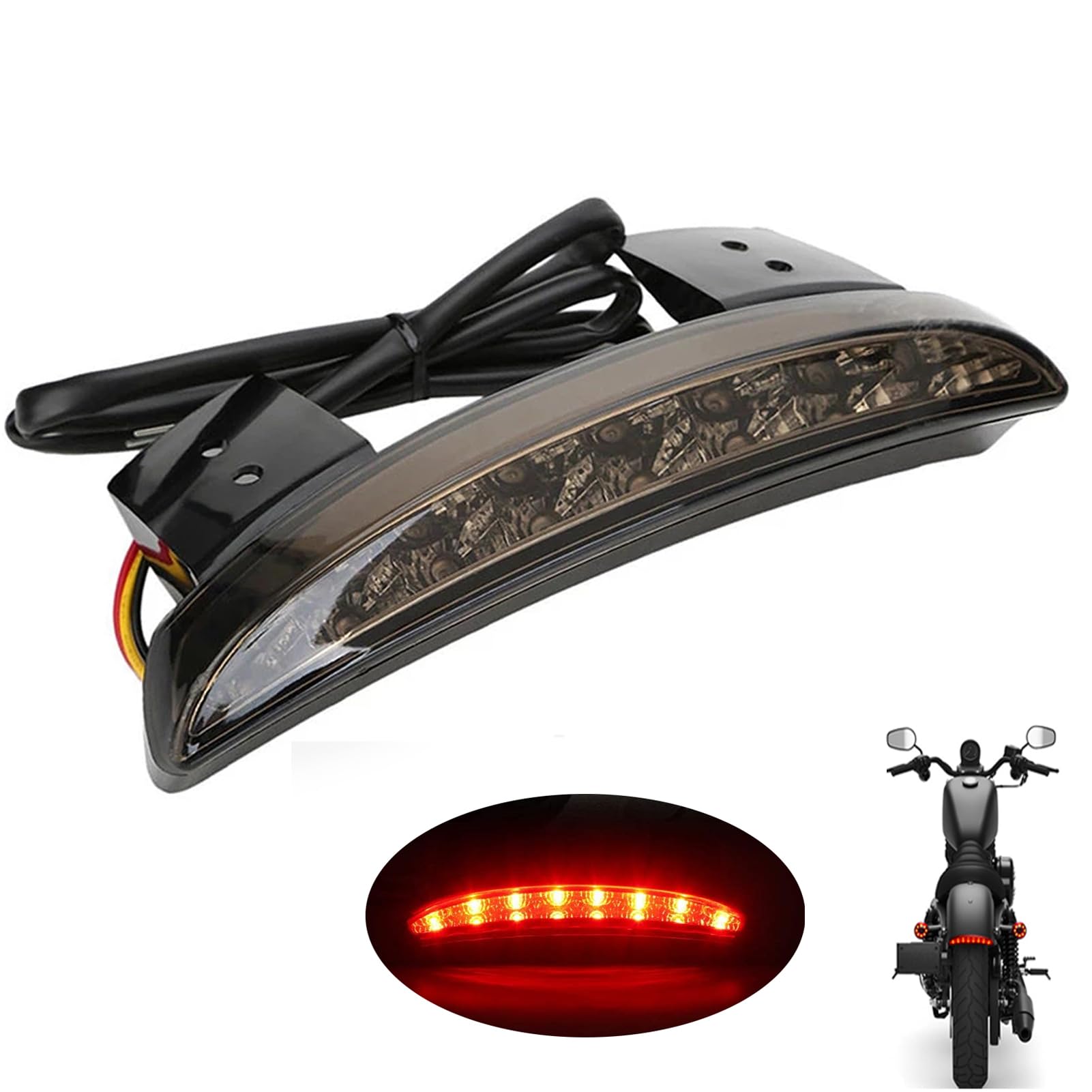 ANKIA Motorcycle Chopped Rear Fender Edge LED Brake License Plate Tail Light Stop Running Light Turn Signal Lamp for Harley Sportster XL883N 1200N XL1200V XL1200X (Smoked Black)