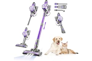 WLOTPO Cordless Vacuum Cleaner for Home, Lightweight Stick Vacuum Cordless Rechargeable with Power Suction, Up to 35 Mins Runtime, Hardwood Floor Vacuum for Pet Hair, Carpets, Tile(Purple)