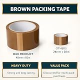 1ABOVE 6 Rolls Brown Packing Tape 48mm x 66m Heavy Duty 54 Micron Box Tape view 2