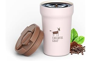 CHEERFUL GOAT Ceramic Lined Coffee Travel Mug – Stainless Steel Travel Coffee Tumbler with Ceramic Liner, with lid, 12oz Coff