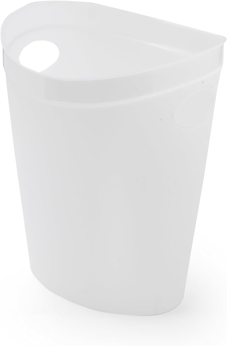 Addis 514806 Plastic Waste Bin 12 L White Carry Handle Flexible Circular Design
