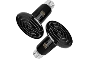 FIVEAGE 2 Pack 75W Black Ceramic Heat Emitter, Reptile Infrared Heat Lamp Bulb, No Light Emitted, Pet Brooder Coop Heater for Amphibians and Reptiles, Lizard, Turtle, Aquarium, Snake
