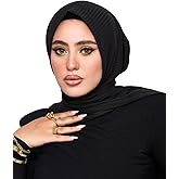 INKY Turbans Instant Hijab For Women | Head Wrap100% Cotton Rib Headscarf | Easy to Wear Hijabs with Metal Pin
