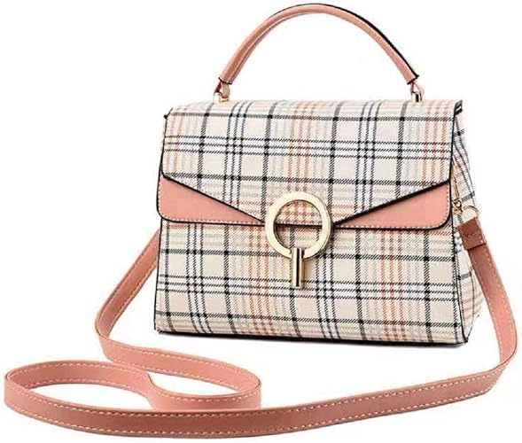 Amazon Co Jp Manukoriショルダーバッグ レディース ハンドバッグ 小さめ チェック柄 バッグ かわいい コンパクトbag For Women Pink 服 ファッション小物