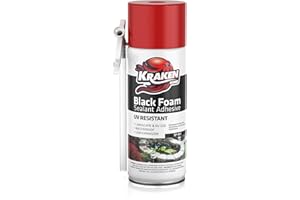 Kraken Bond Black Spray Waterfall Foam Sealant - (1x12oz) Expanding Polyurethane Pond Foam Sealer Black, UV Resistant Insulating Spray for Landscape & Exterior, Straw Use, 1 Pack
