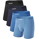 DAVID ARCHY Men's Underwear Seamless Boxer Briefs Breathable Moisture-Wicking Bamboo Rayon 4 Pack