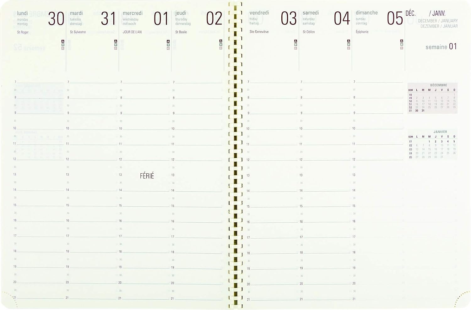 Oberthur 2021 Refill Pack for International Weekly Planner 21 x 27 cm Spiral Bound + 1 Blumie Bookmark Ruler - Image 3