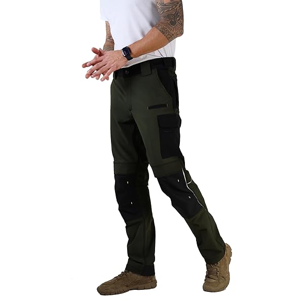 Ellobird Men's Work Utility Pants, Relaxed Fit 4 Way Stretch