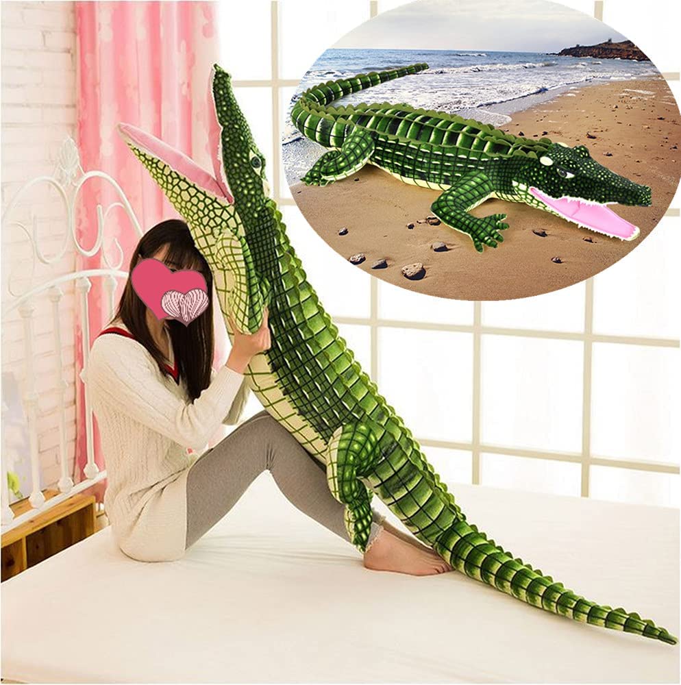 JOSON 165cm Long Oversized Ferocious Stuffed Animal Plush Toy Alligator Simulation Crocodile