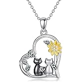VONALA 925 Sterling Silver Cat/Elephant/Pig/Unicorn/Dog/Rabbit/Black Cat/Mama Bear/Cardinal Heart Pendant Necklace Cute Animal Pendant Jewelry Gifts for Women Animal Lover