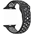 OULUOQI 42mm Soft Silicone Replacement Band for Apple Watch Series 2, Series 1, Sport, Edition, M/L Size ( Black / Gray )