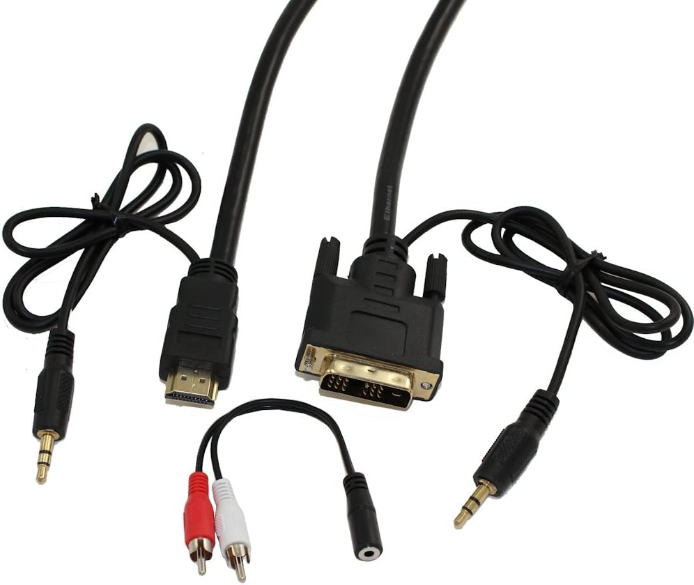 MyCableMart 25ft HDMI/DVI-D w/3.5mm Audio Cable High Performance 26 AWG Gold Plated