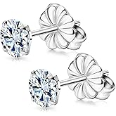 Limerencia Moissanite Stud Earrings, F136 Titanium Screw Back Earrings, D Color VVS1 Clarity Lab-created Moissanite Earrings, Hypoallergenic G23 Pure Titanium for Women Men Sensitive Ears