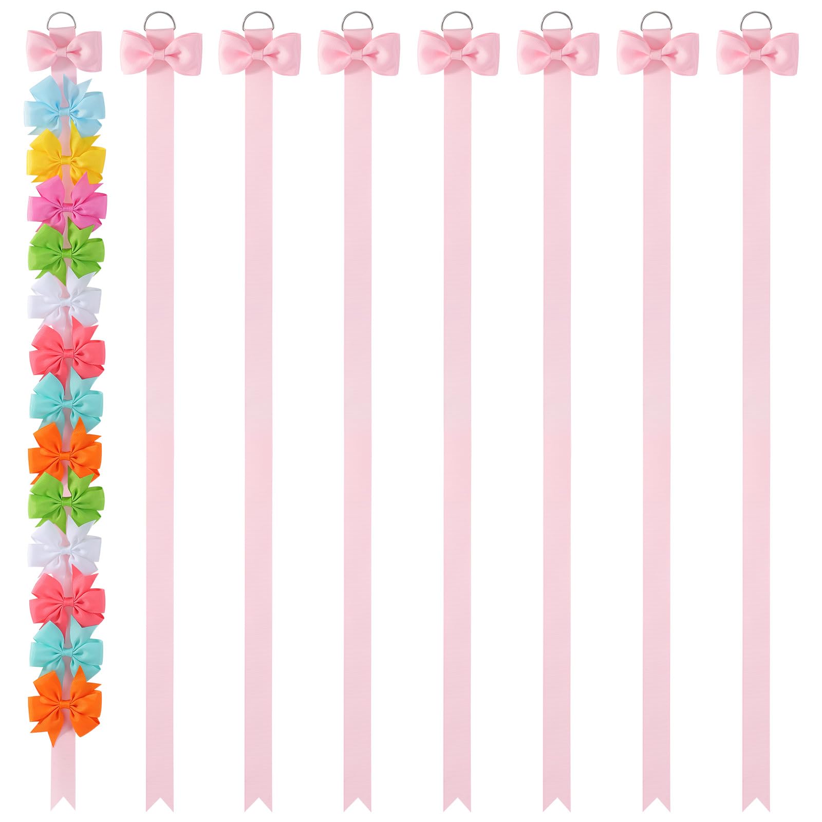 Photo 1 of YLEN YHXX 8 PCS Pink Bow Holder for Girls Hair Bows Baby Bow Organizer Baby Hair Accessories Organizer Storage Wall Hanging Home Decor for Girls Room