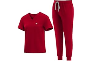 Eadflie Medical Scrubs Set for Women - Classic V-Neck Top & Jogger Pants with Stretch Nursing Uniform Scrub Suit