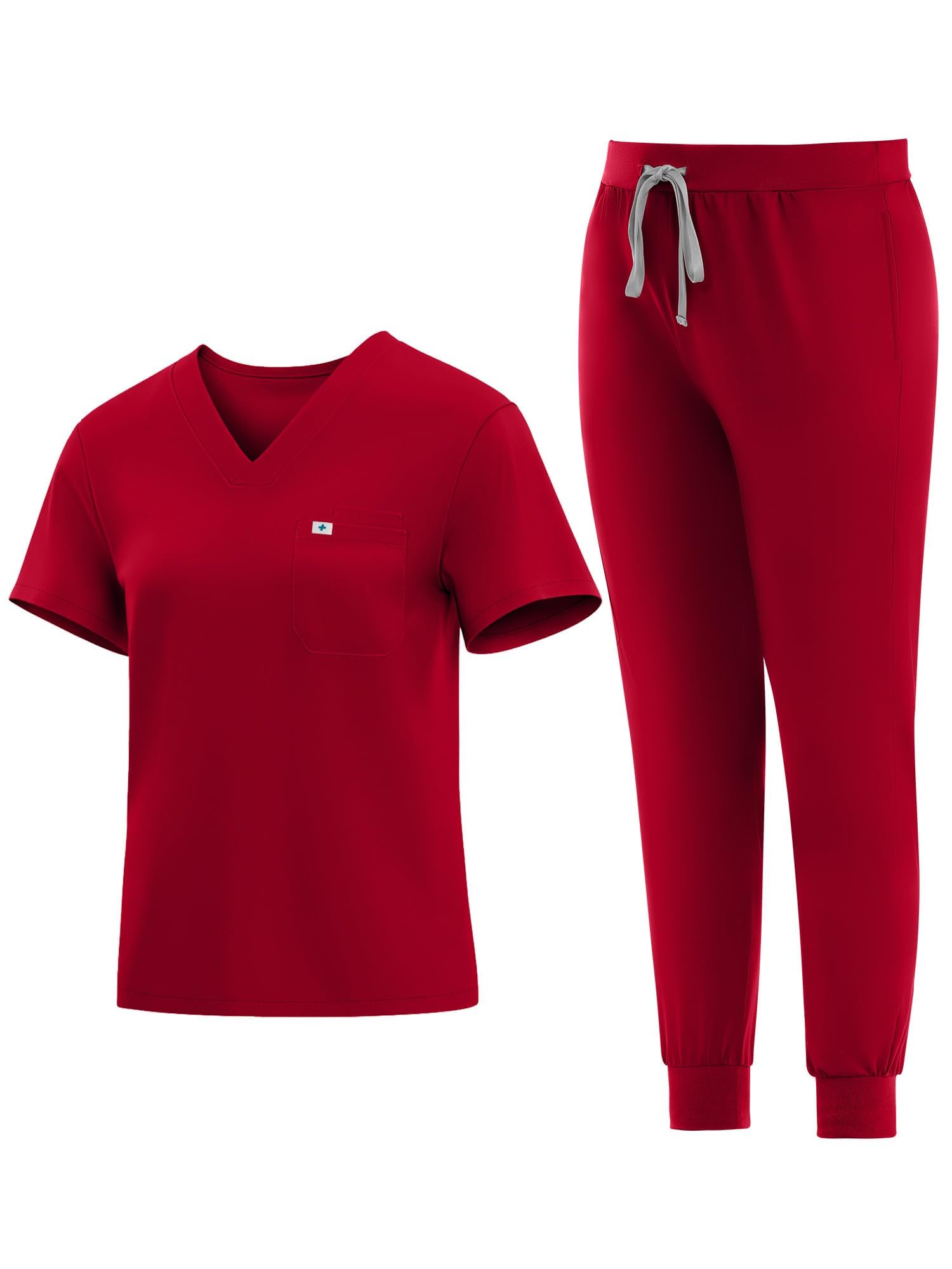 Photo 1 of Eadflie Medical Scrubs Set for Women - Classic V-Neck Top & Jogger Pants with Stretch Nursing Uniform Scrub Suit / M