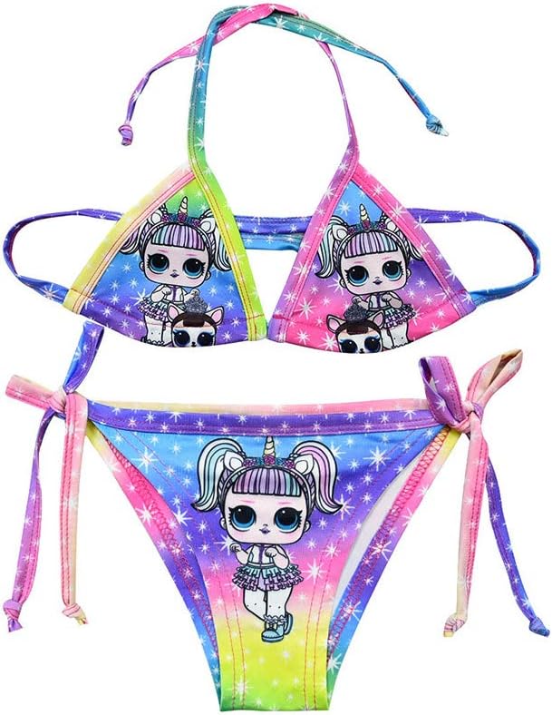 Girls Kids Two Pieces Colorful Bikini Set Bathing Suit Swimwear Beach Sport Swimsuit