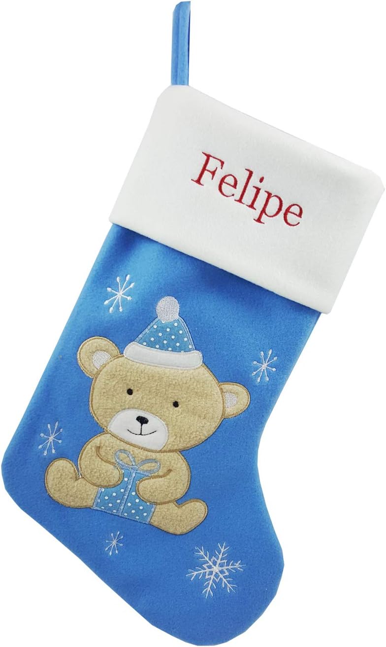 DearSun18" Dia Personalized Christmas Stocking with Embroidered Names, Lovely Christmas Alpaca Designs Quality Linen Stockings for Holiday Family Decor (Alpaca)