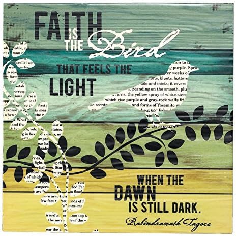 Jozie B "Faith Is the Bird That Feels the Light When the Dawn Is Still Dark" Wall , 12" x 12" by Leiacikl