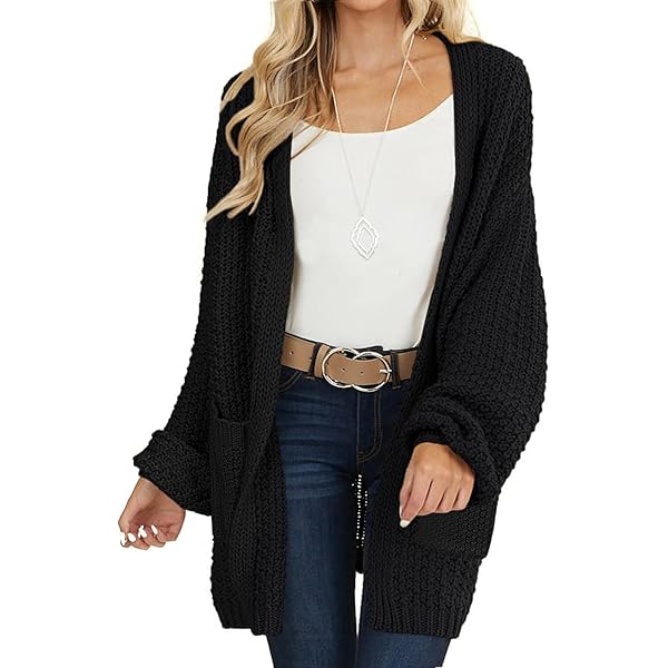 Amazon.com: Women's Lantern Sleeve Cardigan Timeless V-Neck
