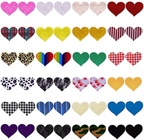 24 Pairs Women Sexy Heart Pasties Breast Nipple Cover Stick on Bra Petal