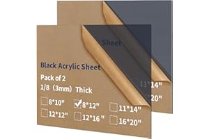 Gdhwxcl 1/8 Thick 8 x 12 inch Acrylic Sheets - 2 Pack Plexiglass Sheets for Creative DIY Projects Laser Cutting Engraving UV Printed Signs Crafts Badges - Black Translucent