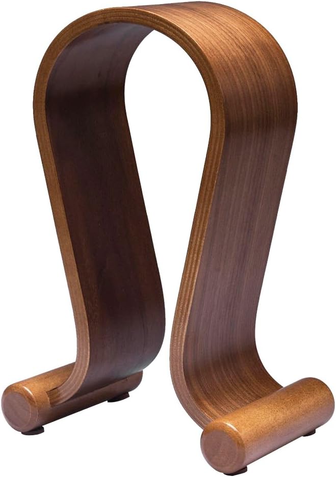 Tebery Wooden Headphone Stand Headphone Holder Headset Hanger Headset Rest - For All Headphone Size In Walnut (Brown)
