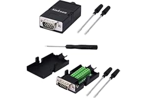SINLOON VGA DB15 Solderless Connector 3+9 D-SUB 15 Pin VGA 3 Row Breakout Board Adaptor with Case+Screwdriver(2-Pack Male)