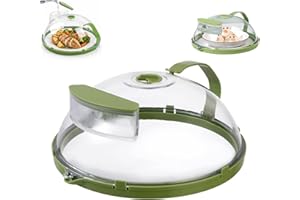 Microwave Splatter Cover with Water Steamer - Heat Resistant Microwave Lid with Handle BPA Free, Steam Vent Food Cover for Ki