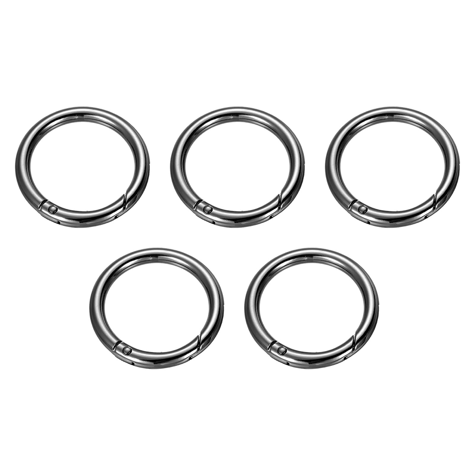 YOKIVE 5 Pcs Spring O Rings, Zinc Alloy Gate O Ring Round Snap Clip | Organizing Accessory, Great for Keyring Buckle Purse Handbag (Black, 1.1-Inch)