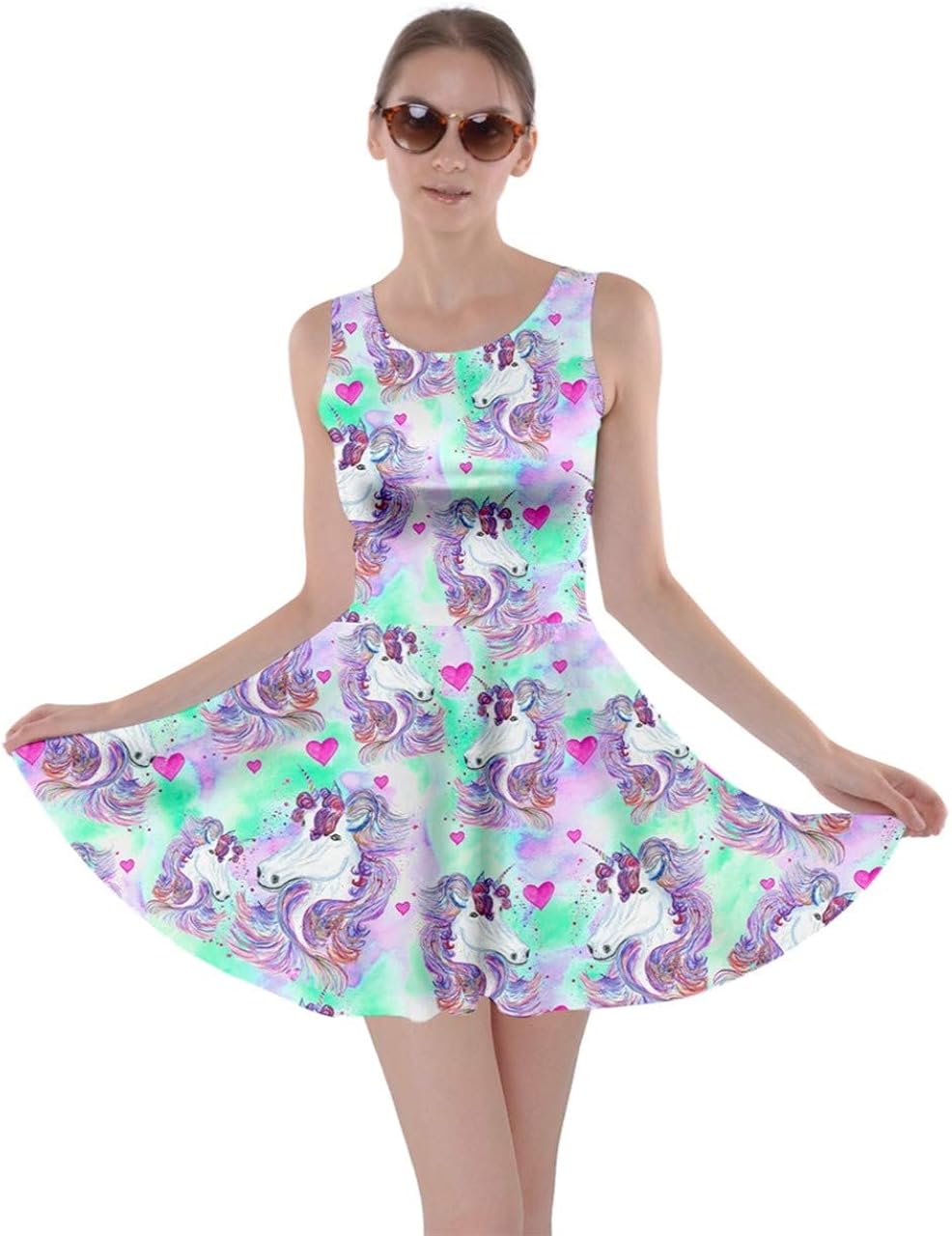 CowCow Womens Fun Outfit Unicorn Fancy Party Castle Princess Party Skater Dress, XS-5XL