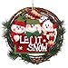 D-FantiX Christmas Wreath for Front Door, 14 inch Small Door Wreaths Indoor Holiday Christmas Decorations Seasonal Home Docer (Three Snowman, Let It Snow)