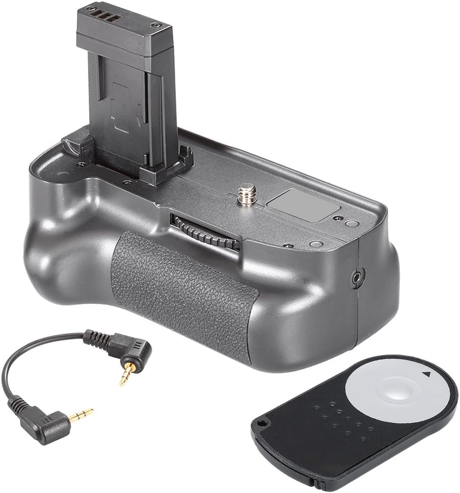 Neewerยฎ Remote Control Vertical Shutter Release Battery Grip Work with 1 or 2 Pieces LP-E10 Batteries + RC-6 Remote Controller for Canon 1100D 1200D 1300D/ Rebel T3 T5 T6 Cameras